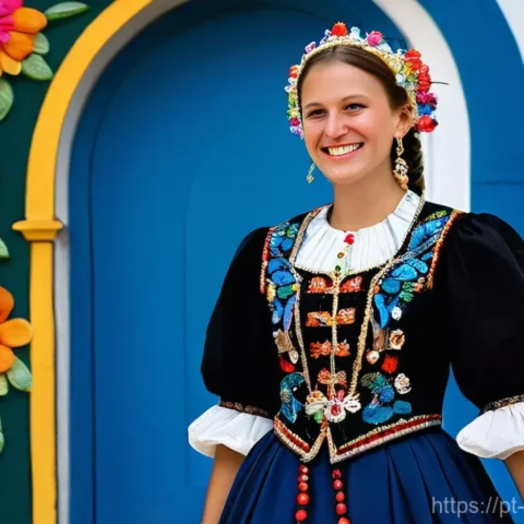 체코 전통 의상 - **Prompt: Moravian Woman in Traditional Kroj at a Festival**
    "A vibrant, full-body portrait of a...