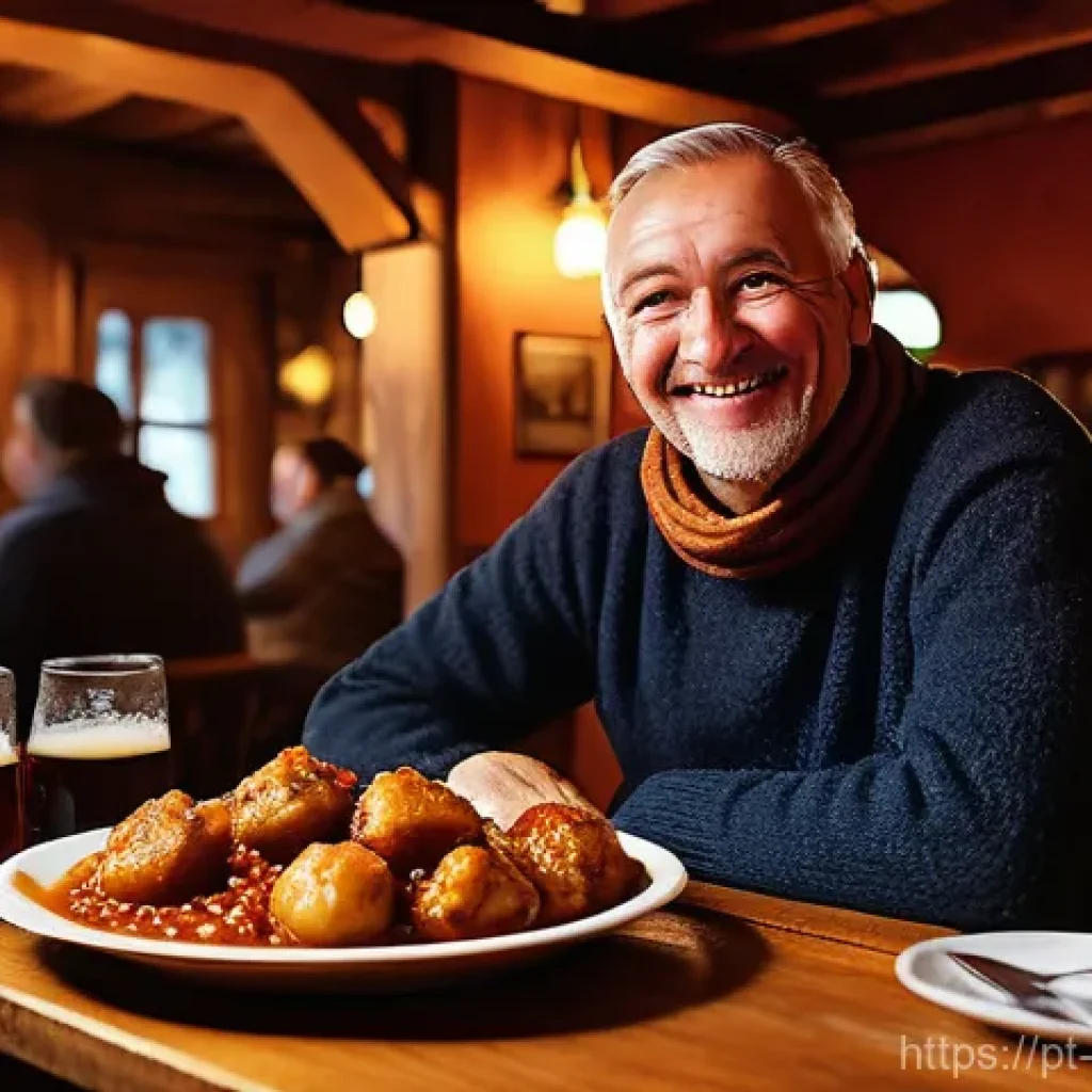 체코의 전통 요리 - A Cozy Czech Winter Feast**
A warm, inviting scene inside a traditional Czech "hospoda" (pub) during...