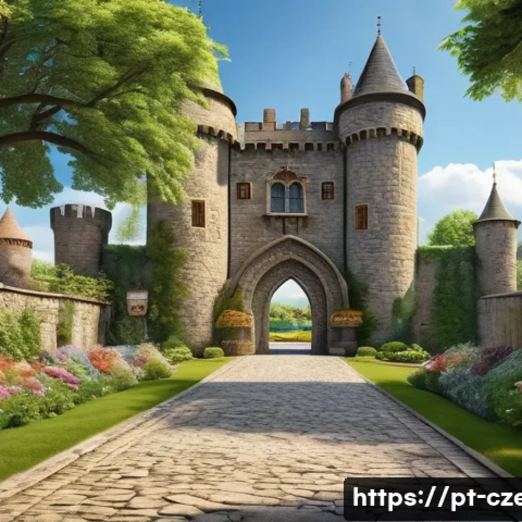 쿤슈타트 성 - A majestic medieval castle with towering stone walls and intricate arched windows, featuring preserv...