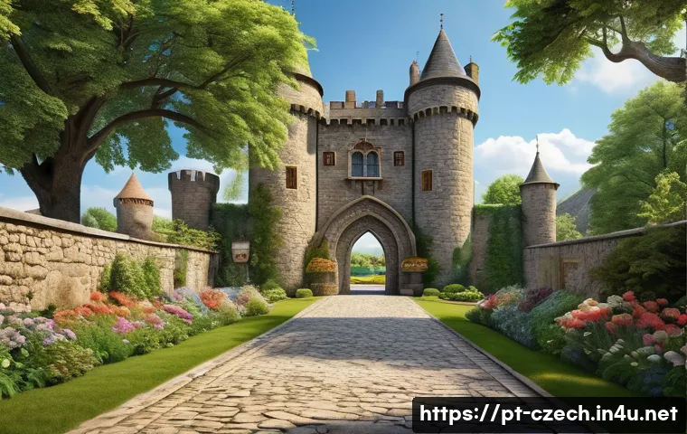 쿤슈타트 성 - A majestic medieval castle with towering stone walls and intricate arched windows, featuring preserv...