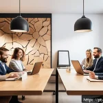 Home 19 체코의 직장 문화 - A modern Czech office environment blending tradition and innovation, featuring a diverse team of pro...