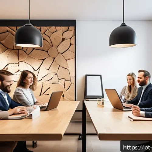 Home 31 체코의 직장 문화 - A modern Czech office environment blending tradition and innovation, featuring a diverse team of pro...